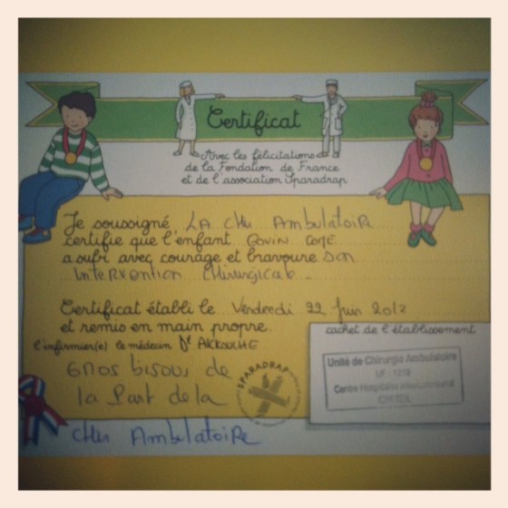 Certificat de bravoure, post op'